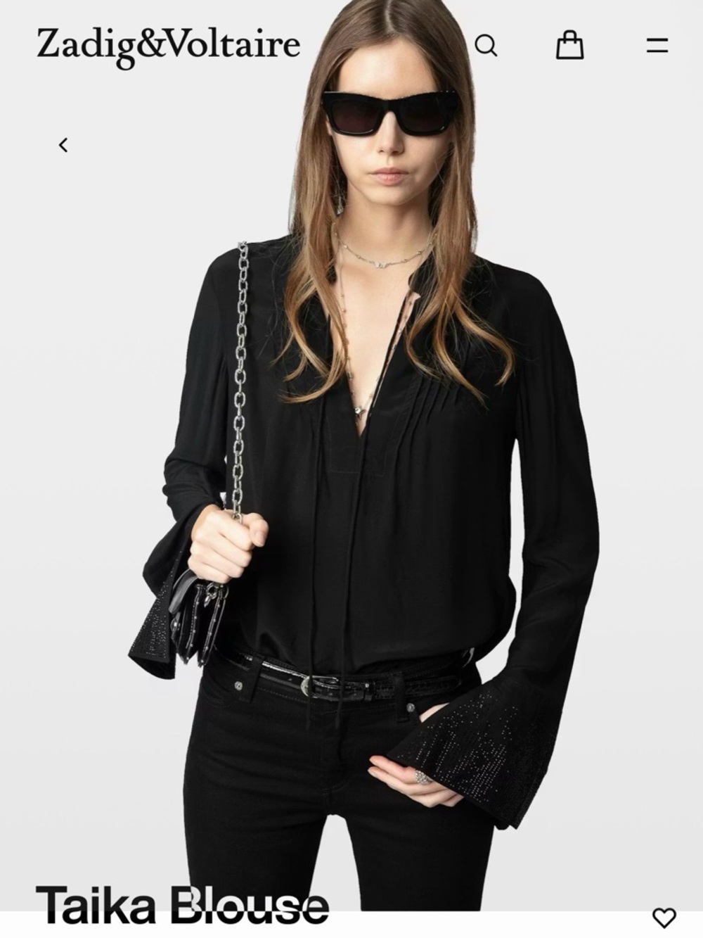 NWT Zadig & Voltaire Taika Black Blouse Sz L